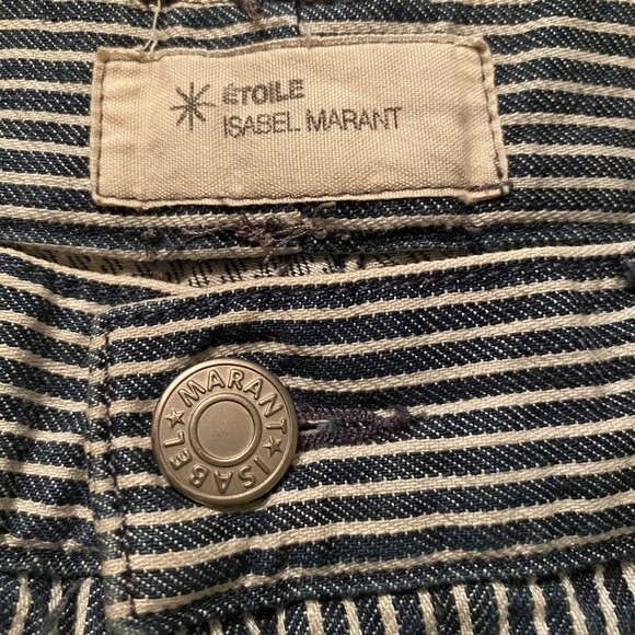 Isabel Marant Size 28 Crop Trouser Pants Blue White Pinstripe Coastal Nautical - Picture 3 of 11